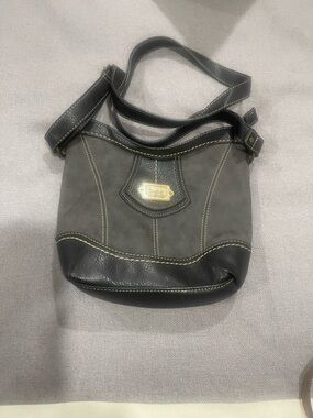 Gray Crossbody Shoulder Bag with Black Trim